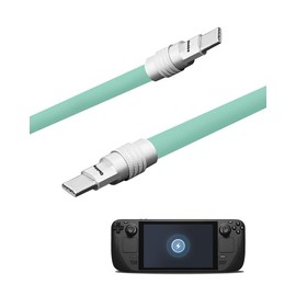 chubbycable USB Type C Fast Charging Cable Compatible with Steam Deck 100W Ultra-Thick Durable Silicone USB C Charger Cord for Steam Deck OLED, Light Blue, Type-C to Type-C, 9.8 FT
