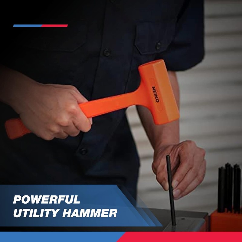 NEIKO 02849A 4 Lb Dead Blow Hammer, Neon Orange |