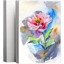 50 Sheets Watercolor Paper Cotton 140LB/300GSM Thick Off-White Cold Press Paper