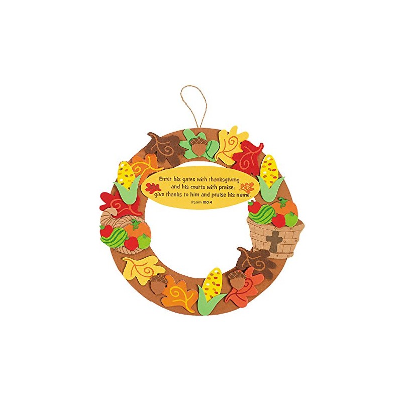 Inspirational Thanksgiving Wreath Craft Kit - Makes 12 - Crafts