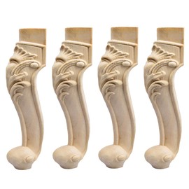 11 inch / 28cm Wooden Furniture Legs, La Vane Set of 4 European Style Solid Wood Carving Furniture Replacement Feet Decoration for Sofa Cabinet Wardrobe Table Loveseat