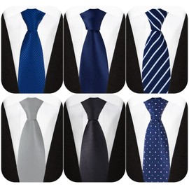 WIOIW Men's Necktie, Washable, Business Tie Set, Stylish, Popular, Job Hunting, Weddings, School Entrance Ceremonies, Graduations, After-Parties, Ceremonial Occasions, Gift, Father's Day, Set of 6, #15 (Set of 6)