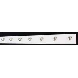 PEG AND RAIL White Coat Rack with Satin Nickel Single Style Hooks Style Hooks (36" x 3.5 with 7 Hooks)