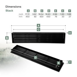 Vent Systems 18" x 4" Inch Black Louvered Two Sided Door Grille - Plastic Indoor Ventilation Cover - Intake Air Register for Interior Door Mounting - for Garage, Home Improvement