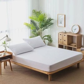 INJOY HOME DECOR 100% Pure Cotton Fully Fitted Sheet Super King Bed Deep Pocket Bedding Sheet Easy Care Soft Cotton Sheet Fully Elasticated Bedsheet (White, Super King)