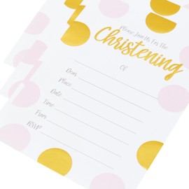 Neviti 771433 Pattern Works-Christening Invitations with Envelopes Pink, 15 x 10 x 0.1 cm