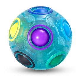 Vdealen Magic Rainbow Puzzle Ball, Fidget Ball Puzzle Brain Teaser Fidget Toy for Boys & Girls- Birthday Party Easter Valentines Christmas Stocking Stuffers for Kids Teen & Adults(Blue)