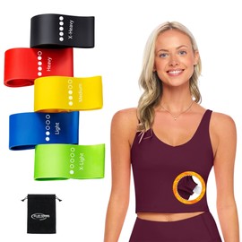 M&M SCRUBS Women’s Yoga Top Longline Wirefree Padded Medium Support Sports Bra with 5 Set of Exercise Workout Bands Combo Pack (X-Large, Burgundy with Resistance Bands)