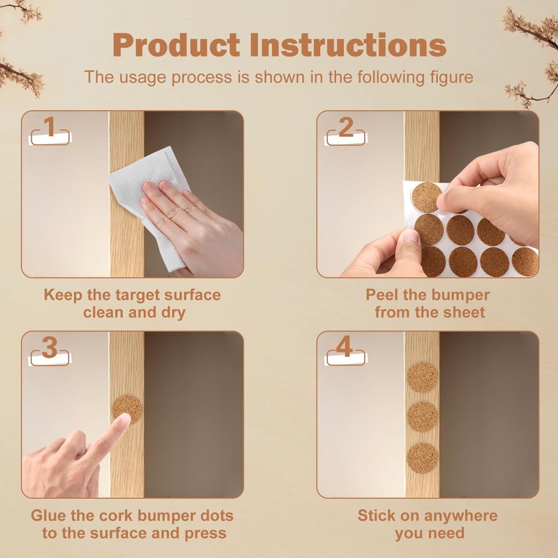 1000 Pcs 1 Inch Wood Self Adhesive Cork Pads Cabinet