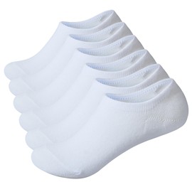 Dlunsy Women's Cotton No Show Socks White Invisible Liner Socks Anti-slid Athletic Running Socks 6 Pairs，Size 9-11