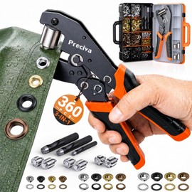 Preciva 3-Size Grommet Tool Kit of 1/2" 1/4" 3/8" - 360Pcs Eyelets Setting Tool & Hole Punch | Heavy Duty Eyelet Tool Kit for Tarps, Tents, Canvas, Vinyl & Leather Crafting