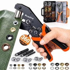 Preciva 3-Size Grommet Tool Kit of 1/2" 1/4" 3/8" - 360Pcs Eyelets Setting Tool & Hole Punch | Heavy Duty Eyelet Tool Kit for Tarps, Tents, Canvas, Vinyl & Leather Crafting