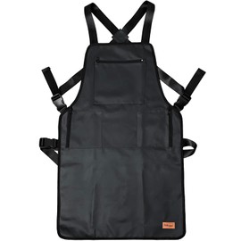 Pelocapa Barber Apron Hair Stylists Tools Apron Professional Waterproof Haircutting Apron with 3 Pockets, Black