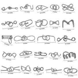 Christmas Advent Calendar Gift Metal Wire Puzzle Set of 24,Xmas Countdown Calendar,Brain Teaser IQ Test Disentanglemen Iron Link Unlock Interlock Game Chinese Ring Magic Trick for Party Favor Adults Challenge