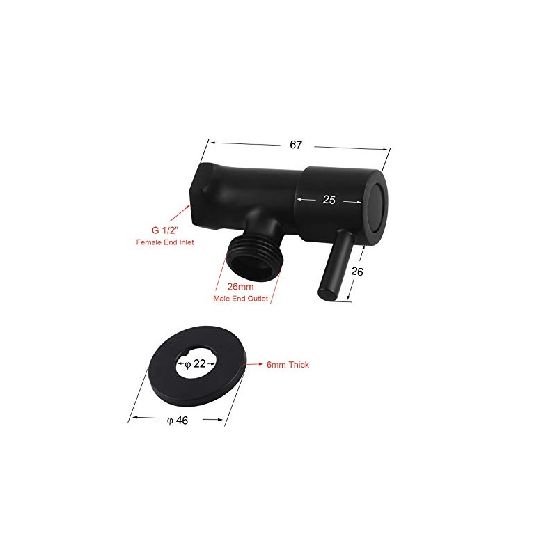 ACA International Black Brass Wall Mounted Washine Machine Stop Taps