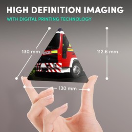 1 x Triangle Coaster - Red Fire Engine Truck Cork Backed MDF Glossy Tea Coffee Accessory #53356