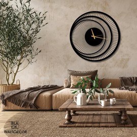 Wall Clock Unique, Round Wall Clock, Triple Circle Metal Wall Clock, Oversized Wall Clock, Modern Wall Clock, Metal Wall Clock - Color: gold, size: 70 x 70 cm