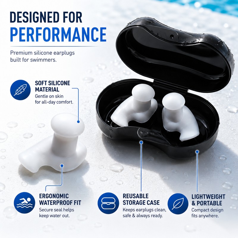 Reusable Silicone Swimming Earplugs for Water Sports – Waterproof Ear