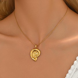 18K Gold Plated Ocean Charm Necklace for Women Large Sea Turtle Starfish Dolphin Seashell Conch Pendant Pearl Necklaces Trendy Boho Summer Beach Jewelry