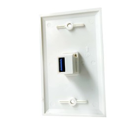 BUPLDET USB3.0 Wall Plate 1 Port - Single Gang USB Keystone Jack Cover Plate Female to Female for USB Cable/Charging/Data Transfer - White