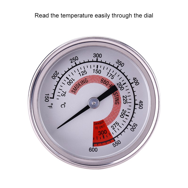 Stainless Steel 75℃-300℃ BBQ Grill Smoker Thermometer Temperature Meter Tester