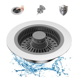 Drain Plug and Drain Strainer Kitchen Sink, 3-in-1 Pop-Up Floor Drain Filter Made of Stainless Steel for Standard Drains, Ideal Protective Devices for the Kitchen Sink