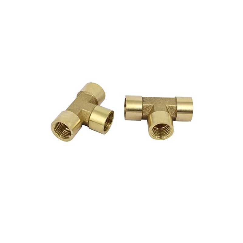 Sourcingmap 1/4BSP Female Thread Brass T Shape Tube Pipe Connecting