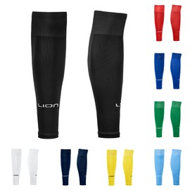 LION SPORTSWEAR Kids/Youth Football Sock Sleeves To Accompany Grip Socks - Fits Over Calf/Shin Pads - Variety Of Colors To Match Your Team Kit (Black)