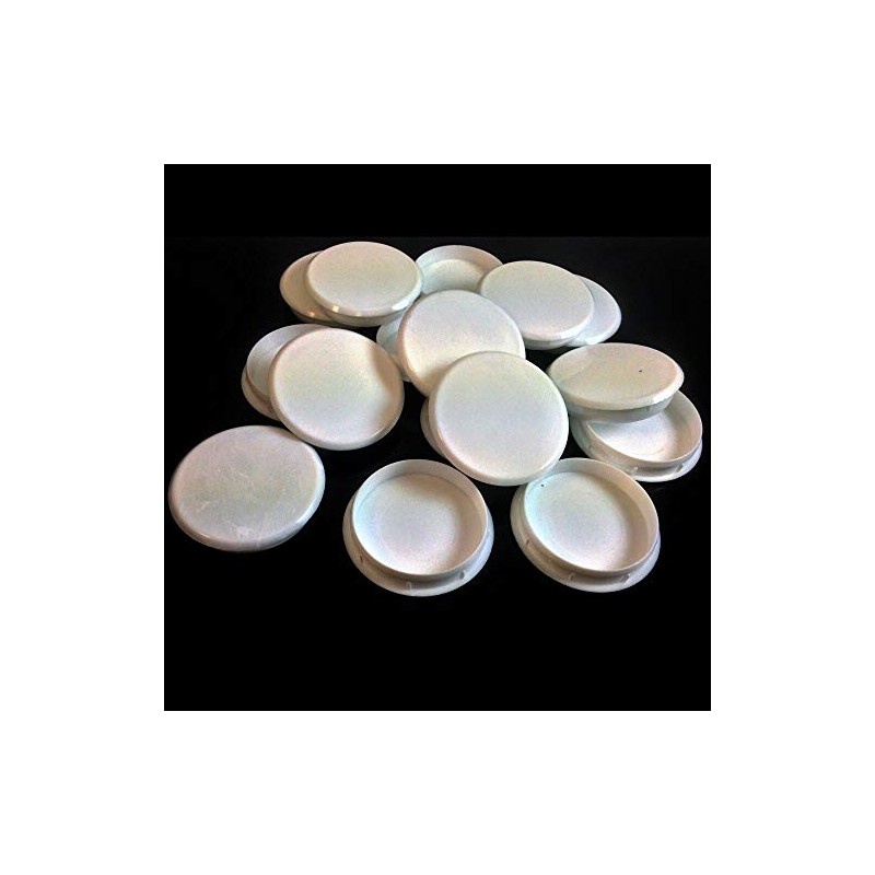 4, White Plastic Hinge Hole Cover Caps - 35mm -