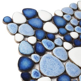 Parrotile Blue Shower Floor Pebbles Tile Bathroom Mosaic Backsplash Wall Tiles (5 Sheets)