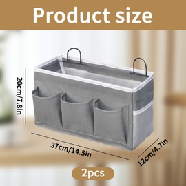 Eidoct Canvas Wall Hanging Organizer Bag with Hook, 3-pockets Waterproof Storage Bag, Door Hanging Storage Baskets with Side Mesh Pockets, for Kitchen Bedroom Office Bathroom School Dorm Hospital (2)