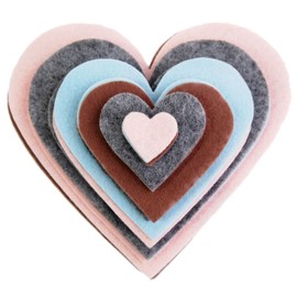 Playfully Ever After 1 to 6 inch Multi-Size Color Pack 24pc Felt Hearts (LightBlue/LightPink/Charcoal/Cocoa)