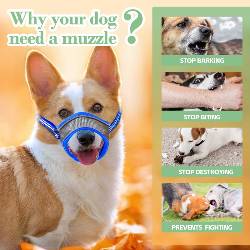 Xipebros Dog Muzzle,Soft Mesh Breathable Muzzle, Air Mesh Dog Muzzle