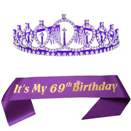 Dgasin 69th Birthday Party Supplies Women Happy 69th Birthday Sash and Birthday Tiara Birthday Decorations Favors Gift