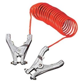 Coiled Grounding Wire, Clamp, 10 ft.