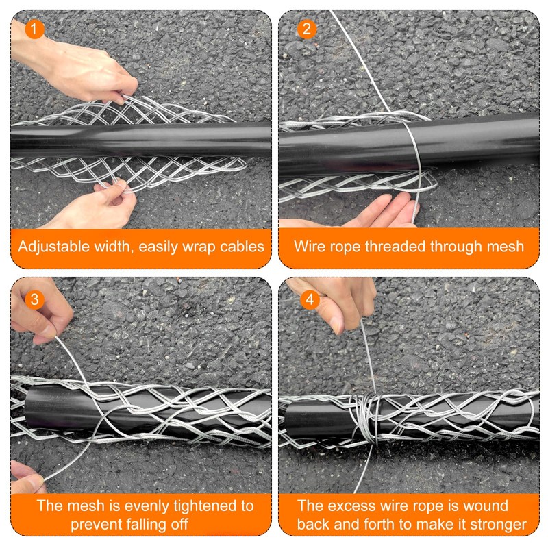 sourcing map 49-60mm OD Cable Pulling Socks Grip 1.34m Wrap-Type