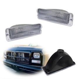 JDMTECH Clear Front Parking Turn Signal Light Housings Kit For 1991-93 Dodge D/W Series