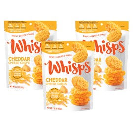 Whisps Cheese Crisps Cheddar Cheese | Protein Chips | Healthy Snacks | Protein Snacks, Gluten Free, High Protein, Low Carb Keto Food (2.12 Oz, 3 Pack)