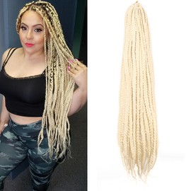 Box Braids Crochet Hair 22Inch 6Packs Crochet Hair Pre-looped Synthetic Crochet Braid Blonde Crochet Box Braids for Black Women (613#, 22inch)