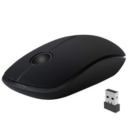 NexiGo Wireless Mouse, Slim Mouse 2.4G Portable Mobile Optical Office Mouse with USB Receiver, Travel Cordless Mouse for Notebook, PC, Laptop, Computer, MacBook (Black)