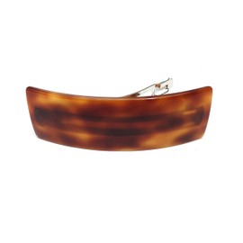 Wardani, Rectangle curved basic tortoise shell Barrette Clip Hand made in France (Tortoise)