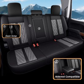 Unbranded For F250/F350/F450 2017-2024 2025 Front&Rear Set Faux Leather Truck Seat Covers