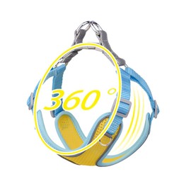 Dogs Kingdom Step in Dog Harness and Leash Set, No Pull Soft Mesh Pet Harness, Reflective Adjustable with Quick-Release BucklePuppy Vest for Small Dogs Cats,Yellow,XS