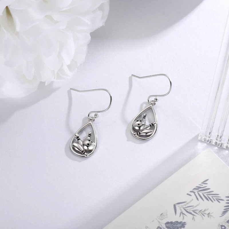 925 Sterling Silver Bowling Earrings Dangle Hypoallergenic Sports Jewelry Gifts