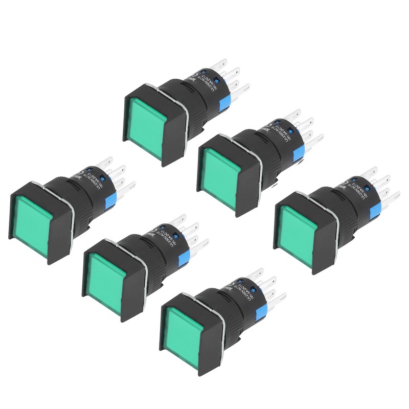 25PCS Push Button Switch with Light 16mm Square Self Locking