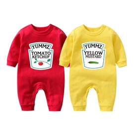 YSCULBUTOL - Body para bebé Yummz con tomate, tomate, mostaza, rojo, amarillo, gemelos, ropa para niños y niñas, multicolor 3, 6-9 meses