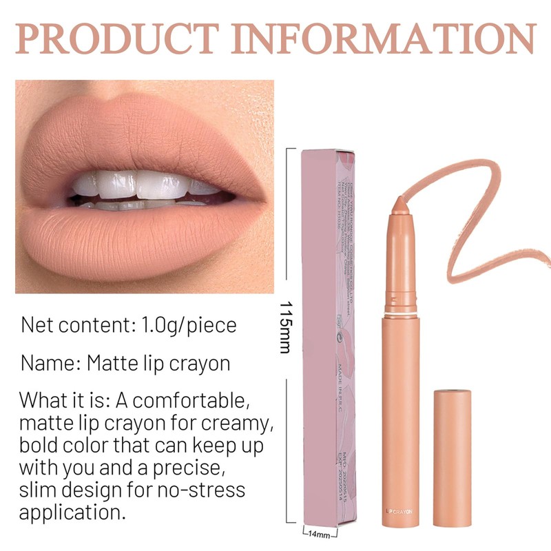 Matte Nude Lip Liner And Lipstick Set With Built-in Sharpener,