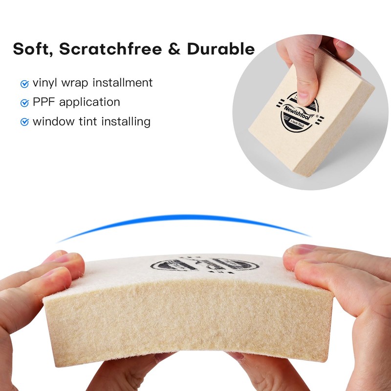 NEWISHTOOL 3 PCS Wool Felt Squeegee Window Tint Tools, 1