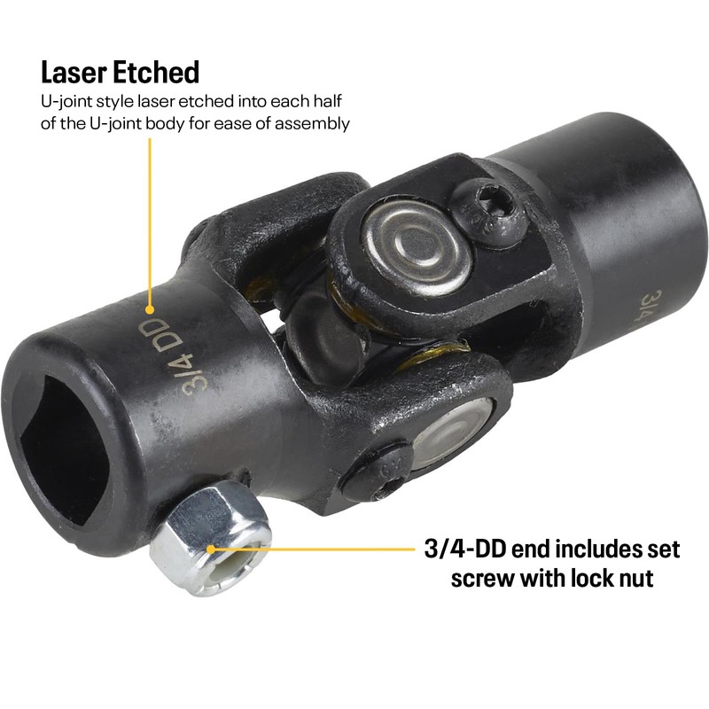 Universal Steering U-Joint, 3/4 Inch Round to 3/4 Inch DD
