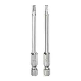 HARFINGTON 2pcs T15 Security Torx Bit 1/4" Hex Shank 3" Long S2 Steel Magnetic Tamper Resistant Star Bits Screwdriver Torx Head with Hole for Driver Drill Bits Remove Fastening Screws